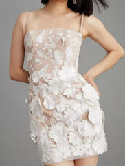 Sheath / Column Homecoming Dresses Floral Dress Cocktail Party Birthday Short / Mini Sleeveless Spaghetti Strap Pink Dress Lace with Embroidery