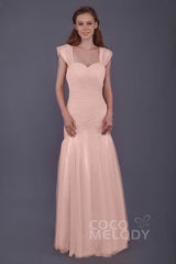 Trumpet-Mermaid Floor Length Tulle Bridesmaid Dress PR3500