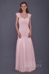 Trumpet-Mermaid Floor Length Tulle Bridesmaid Dress PR3500