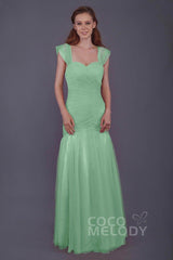 Trumpet-Mermaid Floor Length Tulle Bridesmaid Dress PR3500