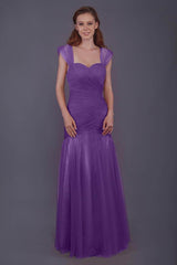 Trumpet-Mermaid Floor Length Tulle Bridesmaid Dress PR3500