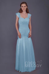 Trumpet-Mermaid Floor Length Tulle Bridesmaid Dress PR3500