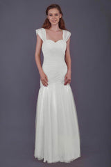 Trumpet-Mermaid Floor Length Tulle Bridesmaid Dress PR3500