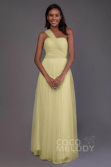 Sheath-Column Floor Length Tulle Bridesmaid Dress PR3502