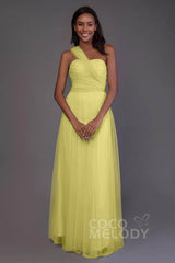 Sheath-Column Floor Length Tulle Bridesmaid Dress PR3502
