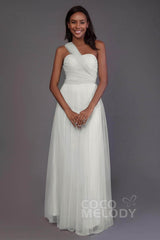 Sheath-Column Floor Length Tulle Bridesmaid Dress PR3502