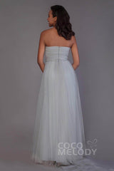 Sheath-Column Floor Length Tulle Bridesmaid Dress PR3502