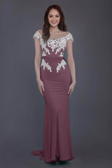 Trumpet Sweep Train Knitted Fabric Bridesmaid Dress PR3562