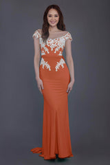 Trumpet Sweep Train Knitted Fabric Bridesmaid Dress PR3562