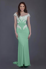 Trumpet Sweep Train Knitted Fabric Bridesmaid Dress PR3562