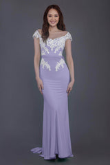 Trumpet Sweep Train Knitted Fabric Bridesmaid Dress PR3562