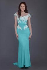 Trumpet Sweep Train Knitted Fabric Bridesmaid Dress PR3562