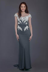 Trumpet Sweep Train Knitted Fabric Bridesmaid Dress PR3562