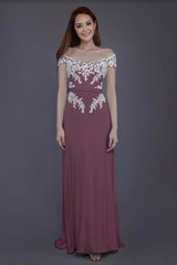 Sheath Sweep Train Knitted Fabric Bridesmaid Dress PR3563