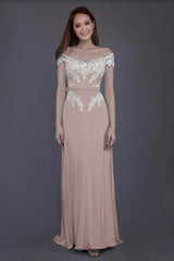 Sheath Sweep Train Knitted Fabric Bridesmaid Dress PR3563