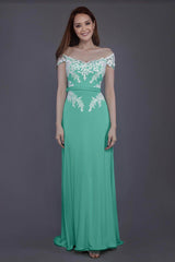 Sheath Sweep Train Knitted Fabric Bridesmaid Dress PR3563