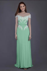 Sheath Sweep Train Knitted Fabric Bridesmaid Dress PR3563
