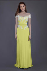 Sheath Sweep Train Knitted Fabric Bridesmaid Dress PR3563