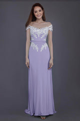 Sheath Sweep Train Knitted Fabric Bridesmaid Dress PR3563