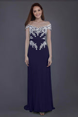 Sheath Sweep Train Knitted Fabric Bridesmaid Dress PR3563