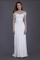 Sheath Sweep Train Knitted Fabric Bridesmaid Dress PR3563