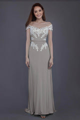 Sheath Sweep Train Knitted Fabric Bridesmaid Dress PR3563