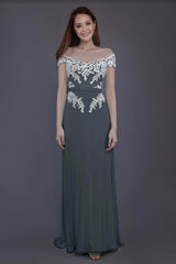 Sheath Sweep Train Knitted Fabric Bridesmaid Dress PR3563