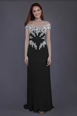 Sheath Sweep Train Knitted Fabric Bridesmaid Dress PR3563