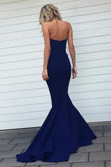 Precious Navy Blue Mermaid Sweetheart Strapless Bridesmaid Dress With Pleats