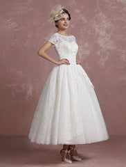 Princess Wedding Dress Lace Vintage Bridal Gown Sweetheart Illusion Short Sleeve Back Design Ball Gown Bridal Dress In Ankle Length Exclusive