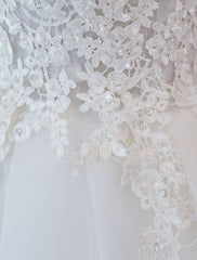 Princess Wedding Dresses Ball Gowns Lace V Neck Sleeveless Floor Length Bridal Gowns