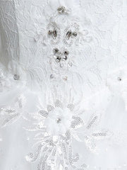Princess Wedding Dresses Ivory Backless Bridal Dress Lace Applique V Neck Long Train Wedding Gown