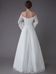 Princess Wedding Dresses Lace Off The Shoulder Long Sleeve A Line Floor Length Bridal Gown Exclusive