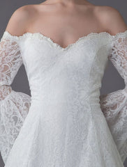 Princess Wedding Dresses Lace Off The Shoulder Long Sleeve A Line Floor Length Bridal Gown Exclusive
