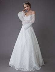 Princess Wedding Dresses Lace Off The Shoulder Long Sleeve A Line Floor Length Bridal Gown Exclusive