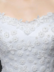 Off The Shoulder Lace Floral Appliques Tulle Ivory Aline Wedding Dresses