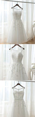 White Graduation Dresses, Round Neckline Tea Length Party Dress, Cute Formal Dress