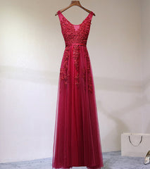 Custom Made A Line Gray/Navy Blue/Burgundy Lace Prom Dresses, Bridesmaid Dresses, Lace Graduation Dresses