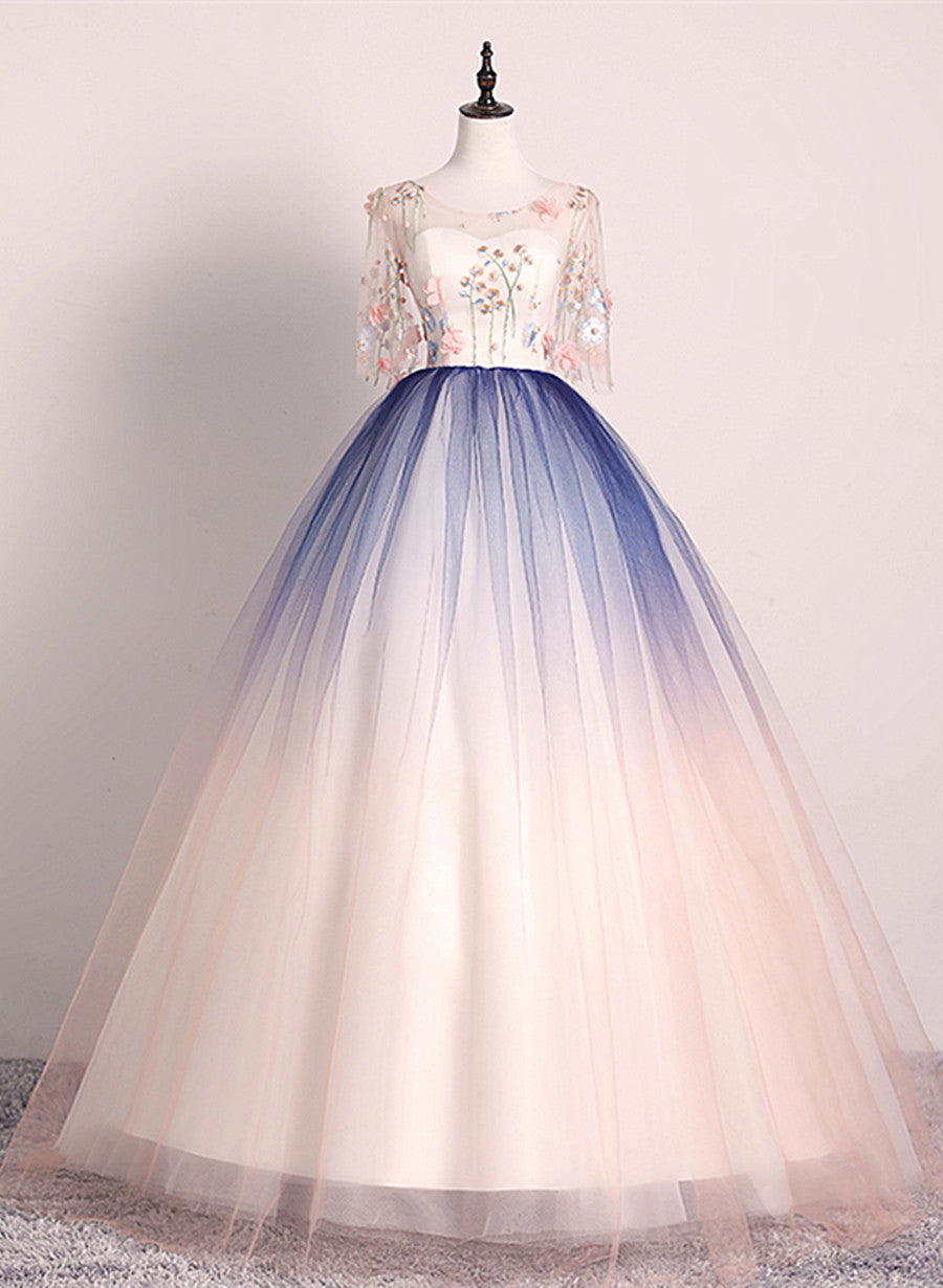 Beautiful Gradient Ball Gown Long Party Dress, Gradient Formal Dress