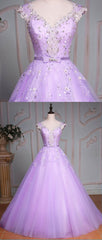 Light Purple Tulle Quinceanera Dress, Long Ball Gown Sweet 16 Dress
