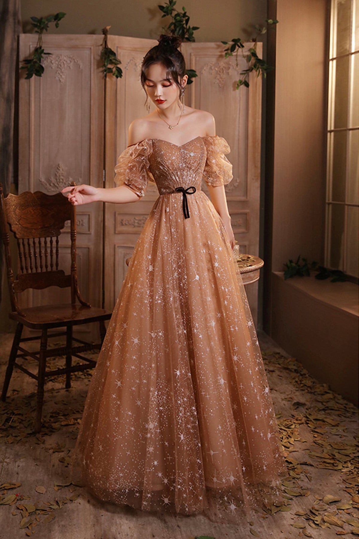 Cute Sweetheart Neckline Tulle Long Prom Dress, A-Line Evening Graduation Dress