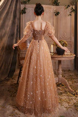 Cute Sweetheart Neckline Tulle Long Prom Dress, A-Line Evening Graduation Dress
