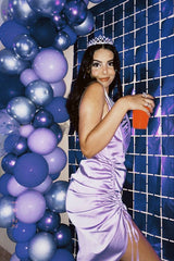 Simple 17th Birthday Dresses Tight Lilac Silk Satin Birthday Outfits P323