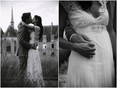 A Line V Neck Cap Sleeves Backless Ivory Lace Wedding Dresses, Bridal Dresses, Lace Prom Dresses