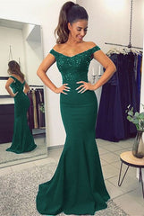 Green Mermaid Prom Dress For Teens, Prom Dresses, Graduation School Party Gown