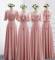 Eenvoudige chiffon lange bruidsmeisjesjurken
