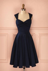 Vintage Simple Short Bleu marine élégant Habitage à la main