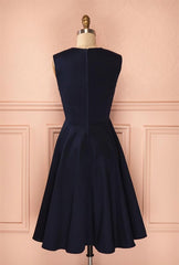 Vintage Simple Short Bleu marine élégant Habitage à la main