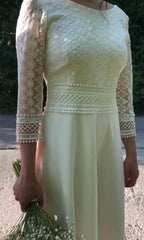 Modest And Simple Wedding Dress Boat Neckline Open Back Bridal Gown Natural Beauty For Boho Or Rustic Wedding Bride Dress
