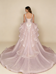 Gorgeous Pink Sequins Mermaid Beading Long Evening Dress Birthday Outfits, HZ0319